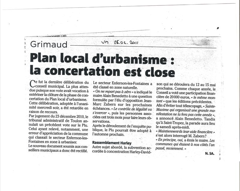 Nice Matin du 26 02 2011 Compte rendu du Conseil Municipal du 25 02 2011