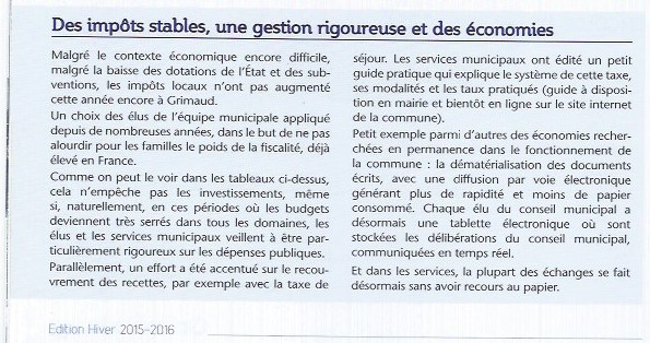 Revue municipale hiver 2015 2016 impots