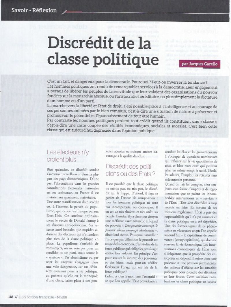 Discrédit de la classe politique 1