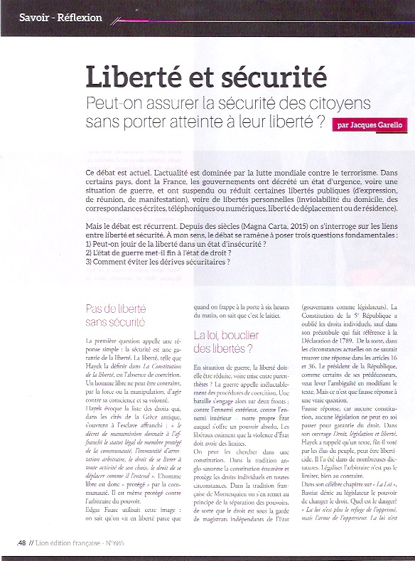 LIBERTÉ ET SÉCURITÉ 1