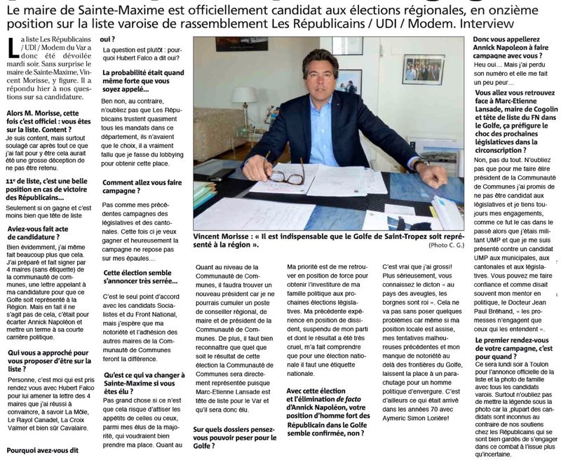 La verite sur l'interview de Morisse a Var Matin