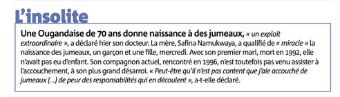 Naissance de jumeaux à 70 ans 